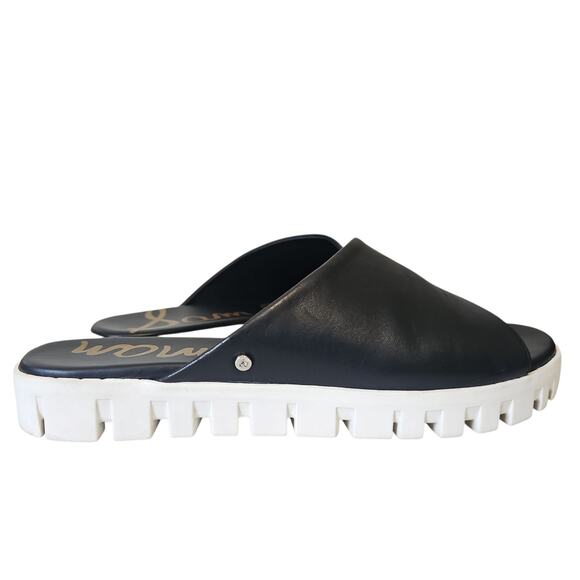 Sam Edelman Leia Sandals Leather Womens 8 Black Slip On Open Toe Comfort - Picture 2 of 11